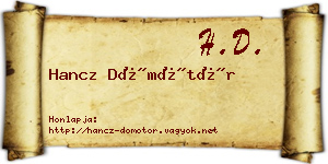 Hancz Dömötör névjegykártya